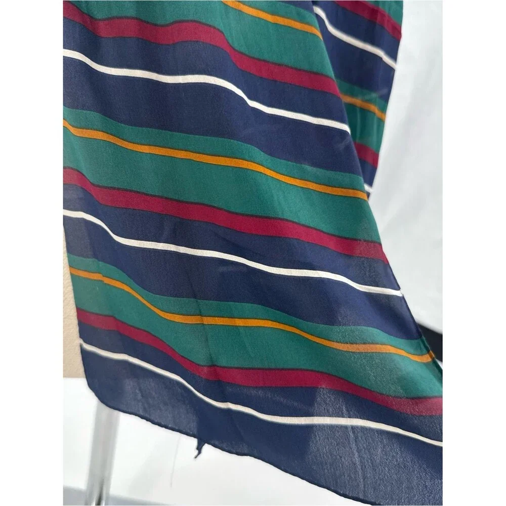 Echo Silk Scarf Striped Lightweight Accessory Preppy Nautical Crest Vintage